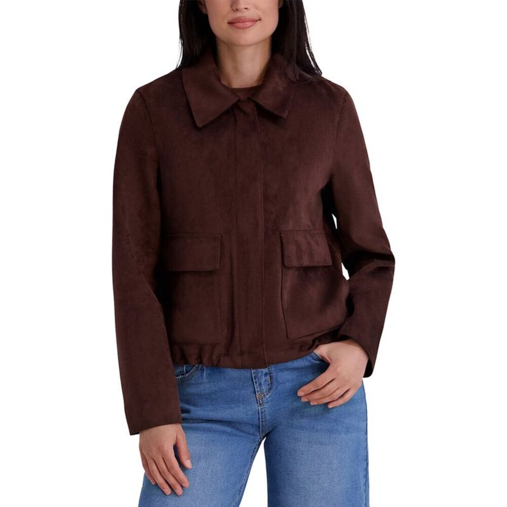 Kenneth Cole Womens Faux Leather Jacket